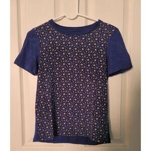 Women's Tory Burch Short Sleeve Blouse Silk/Linen Blue XS
